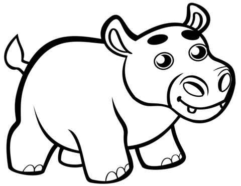 Cute Baby Hippo Coloring Page